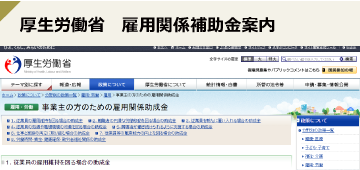 厚生労働省　雇用関係補助金案内